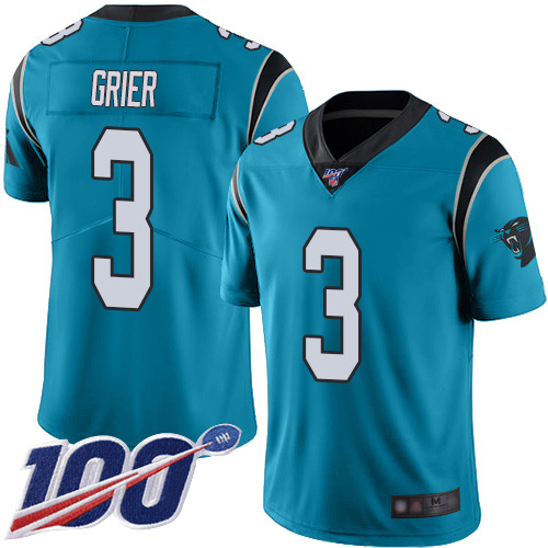 Carolina Panthers Limited Blue Men Will Grier Alternate Jersey NFL Football #3 100th Season Vapor Untouchable->youth nfl jersey->Youth Jersey